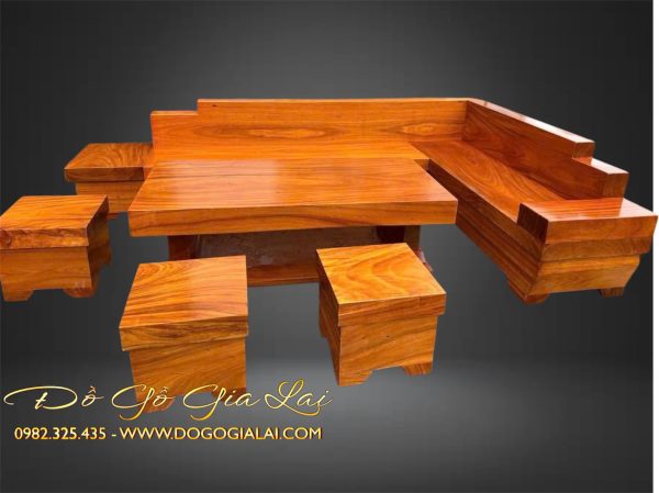 bộ sofa nguyên khối gỗ gõ đỏ